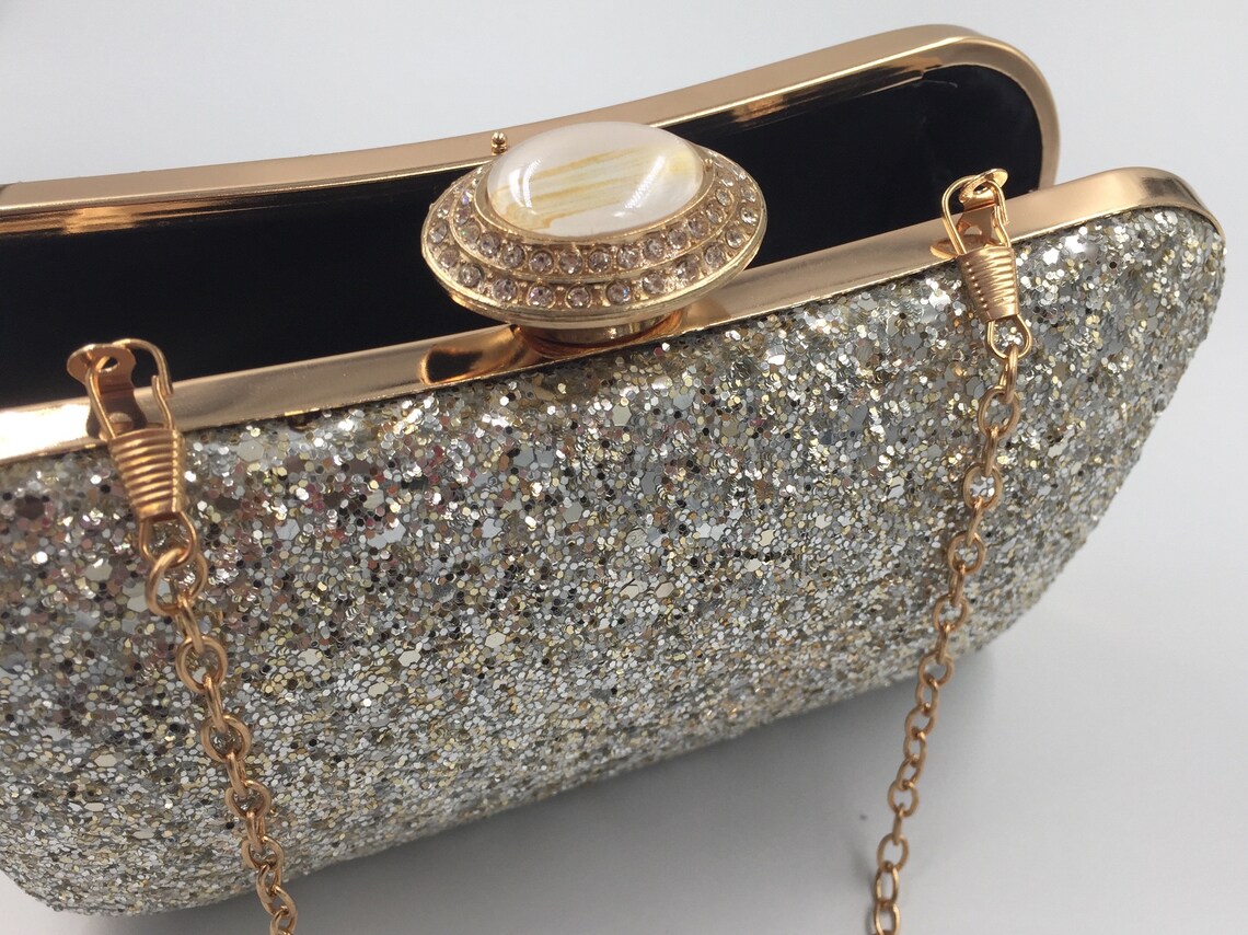 Silver Glitter Evening / Bridal Clutch Bag Etsy