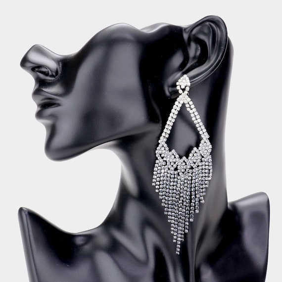 Large Chandelier Earrings Black Ombre Fringe Australia Large Chandelier Earrings Black Ombre, Large Chandelier Style Earrings