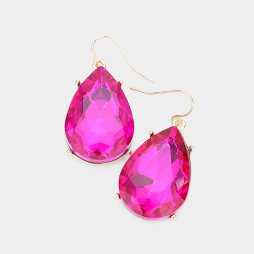 Fuchsia Dangle Earrings Fuchsia Prom Earrings Hot Pink Etsy