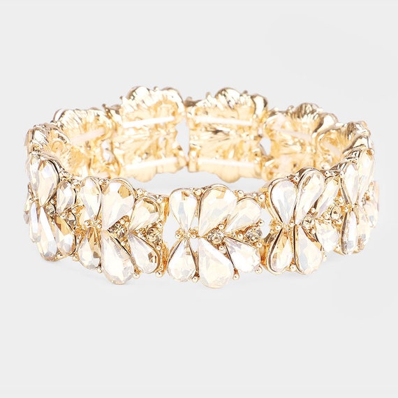 Gold Marquise Rhinestone 3 piece Set | Prom Jewelry | L&M Bling - lmbling