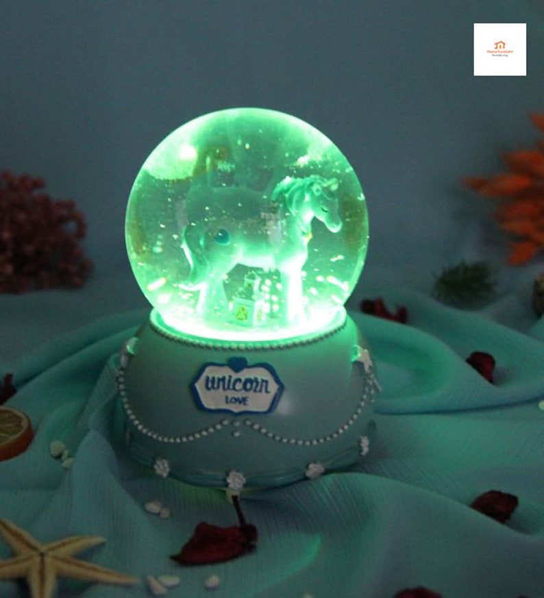 Large Lighted Musical Unicorn Snow Globe Kids Gift Water Etsy