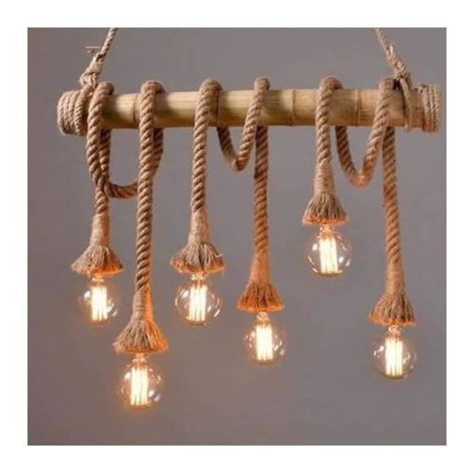 Bambus handgemachte 6 Anhänger Seil Kronleuchter Bauernhaus | Etsy