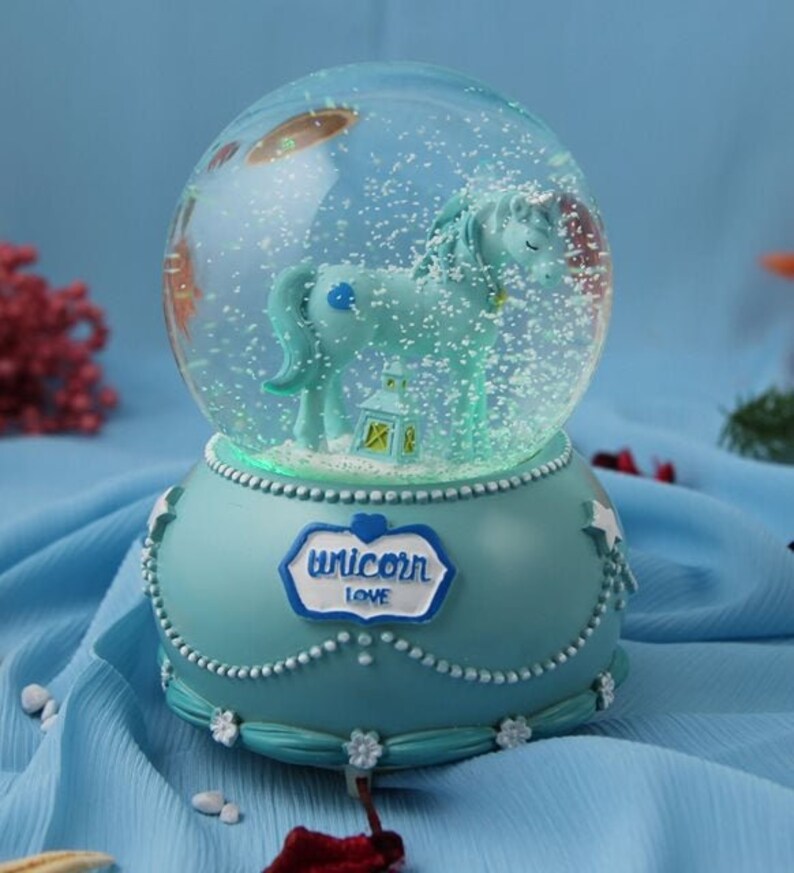 Large Lighted Musical Unicorn Snow Globe Kids Gift Water Etsy