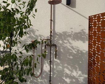George Clarke Outdoor Copper Shower – Handheld Spray, Foot Tap, Frost-Free Drain (Custom Made)