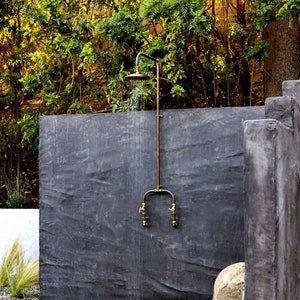 Bespoke 22mm/ 3/4 Solid Exposed Copper Pipe outdoor and indoor rainfall showers, Custom made to the finest detail WITH WARRANTY Wall connection