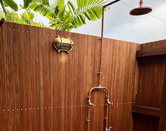Maßgefertigte Außendusche aus Kupfer – Minimalistisches Design, Fußarmatur für Gärten, Whirlpools