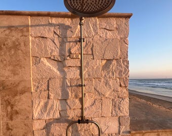 Stainless Steel Outdoor Shower in 316 Marine Grade Steel. Handmade Industrial Design