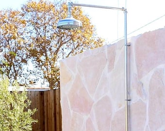 Bespoke Copper Rainfall Outdoor and Indoor Shower In Chrome Hand Made To Order