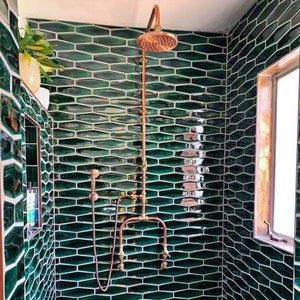 Industrial Exposed Solid Copper 22mm 3/4 Bespoke Outdoor and Indoor Rainfall Shower with Hand Spray, Dog wash Wall connection