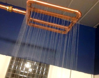Copper Shower Head: Hand Made Industrial, Raw Copper, Lead-Free Solder