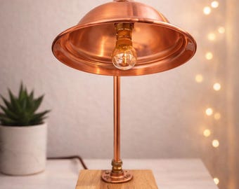 Copper Shower Lamp, Copper Desk Light, Bedside Lighting, Industrial Vintage Style, Handmade Edison Bulb Lamp
