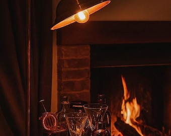 Handmade Solid Copper  Bespoke Lamps, 8" Brass Shower Head Shade & Solid Oak Base