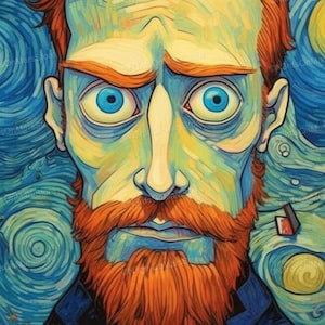Van Gogh Selbstportrait (Limited Edition) - Lowbrow Kunst, Seltsame Kunst, Pop Surrealismus, Seltsame Kunst, Wandkunst, Kinderzimmer | DIGITALER DOWNLOAD