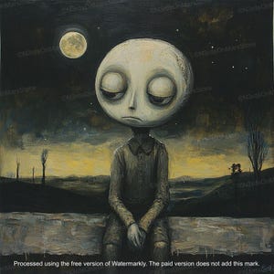 The Moon and Myself | Lowbrow Art, Pop Surrealism Print, Strange Art, Wall Art, Surrealism Poster, Weird Art, DIGITAL DOWNLOAD