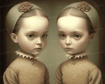 Sisters Limited Edition (50 pieces) - Lowbrow Art, Pop Surrealism Art Print, Fantasy Landscape, Surrealism Poster, Surrealism Painting
