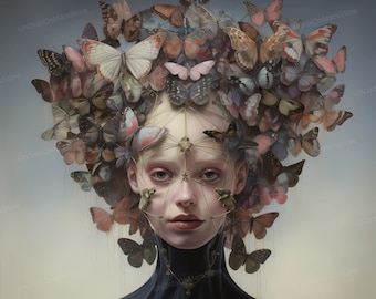 Butterflies - Limited Edition, Low Brow, Printable Art, Pop Surrealism, Strange Art, Wall Art | DIGITAL DOWNLOAD