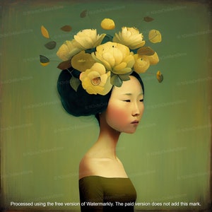 Yellow in My Mind Limited Edition, Lowbrow Art, Pop Surrealism, Fine Art Print, Woman Art Print, Nursery, Whimsical Art Print, Whimsical Art