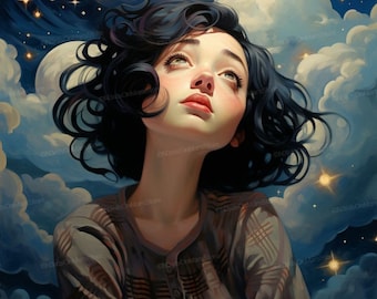 Look Up v3 (Limited Edition) | Lowbrow Art, Pop Surrealism Print, Strange Art, Wall Art, Surrealism Poster, Weird Art, DIGITAL DOWNLOAD