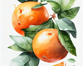 Oranges (Limited Edition) - Watercolor Print, Kitchen Art, Fruit Decor, Wall Decor, Bowl Art, Fruit Decor | DIGITAL DOWNLOAD