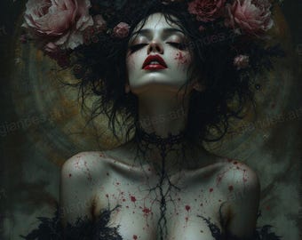 Moira | Dark Feminine Portrait | Surreal Gothic Wall Art, Lowbrow Poster, Darkness Digital Painting Home Decor | DIGITAL DOWNLOAD