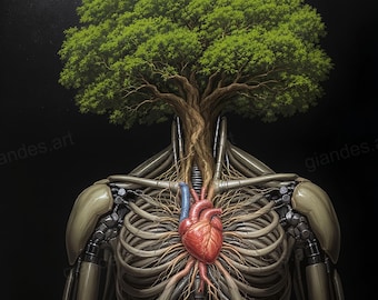 Roots of Steel (Limited Edition) | Lowbrow kunst, popsurrealisme posterprint, vreemde kunst, kunst aan de muur, rare kunst, digitale DOWNLOAD