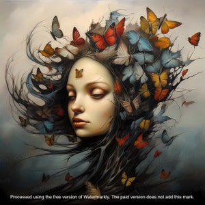 Miss Butterfly - Limited Edition, Low Brow, Printable Art, Pop Surrealism, Strange Art, Wall Art | DIGITAL DOWNLOAD