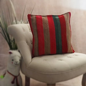 Vibrant Handwoven Cushion for Home Decoration - Peruvian Textile Pillow 19&quot; x 19&quot;