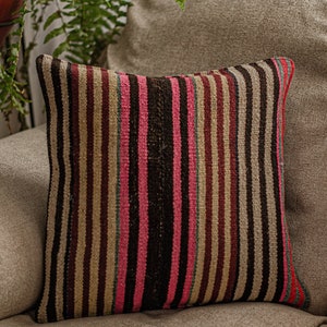 Vibrant Handwoven Cushion for Home Decoration - Peruvian Textile Pillow 19" x 19"