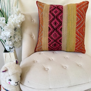 Unique Peruvian Handmade Pillow - Colorful Cushion Cover for Home Gift 19&quot; x 19&quot;