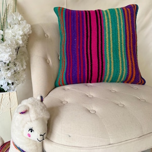 Unique Peruvian Handmade Pillow - Colorful Cushion Cover for Home Gift 19&quot; x 19&quot;