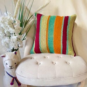 Unique Peruvian Handmade Pillow - Colorful Cushion Cover for Home Gift 19&quot; x 19&quot;