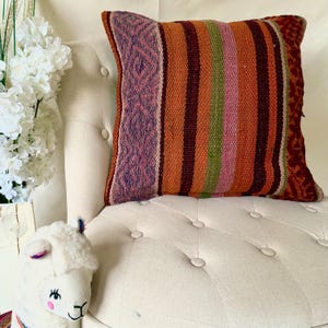 Unique Peruvian Handmade Pillow - Colorful Cushion Cover for Home Gift 19&quot; x 19&quot;