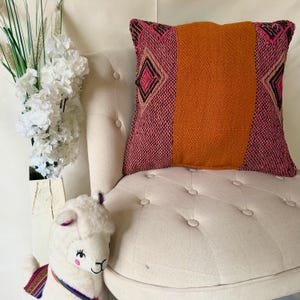 Unique Peruvian Handmade Pillow - Colorful Cushion Cover for Home Gift 19&quot; x 19&quot;