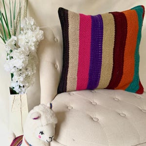 Unique Peruvian Handmade Pillow - Colorful Cushion Cover for Home Gift 19&quot; x 19&quot;
