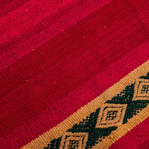 Handwoven Peruvian Sheep Wool Blanket - Rustic Home Decor - Vintage Rug 5.9 ft x 5.4 ft - (4Kg)