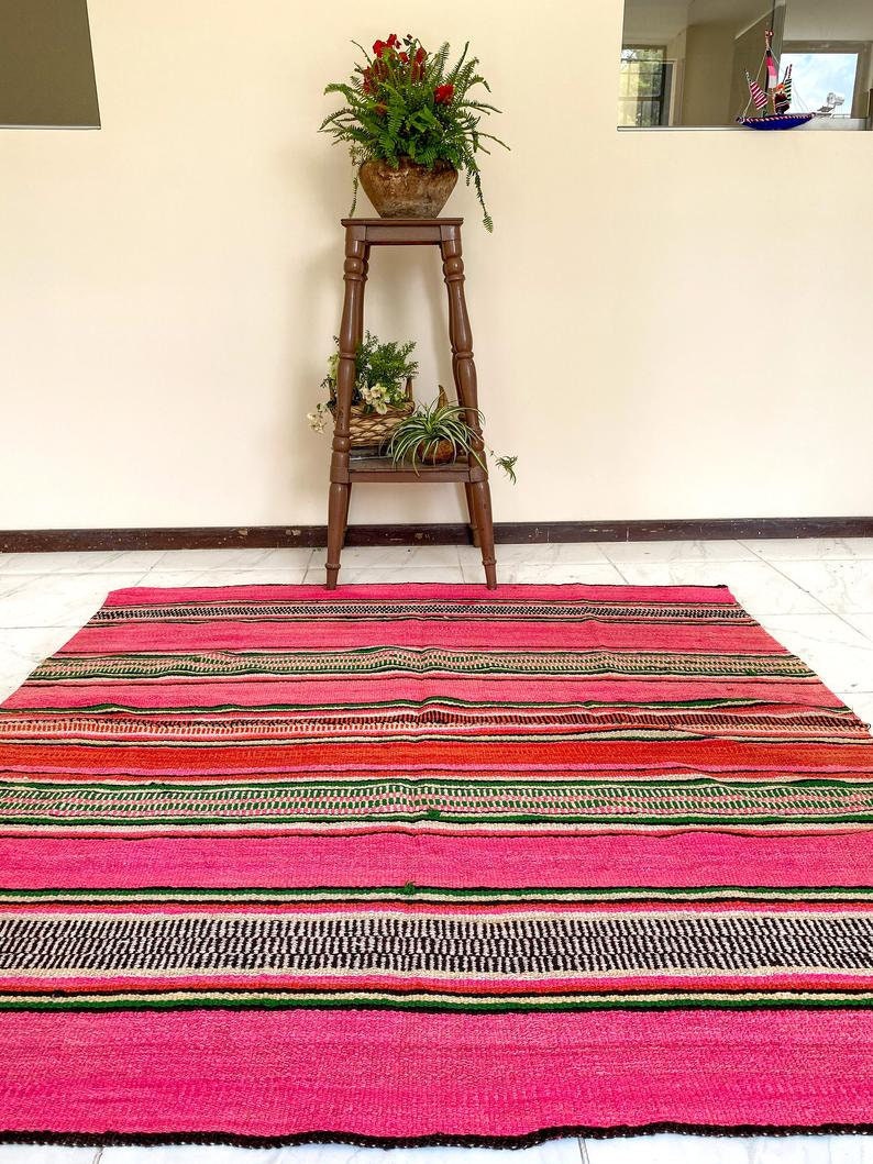 Colorfull rug / Ethnic Peruvian rug / Tribal wool carpet / | Etsy