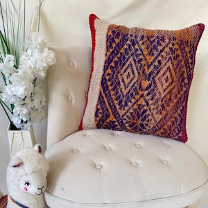 Unique Peruvian Handmade Pillow - Colorful Cushion Cover for Home Gift 19&quot; x 19&quot;