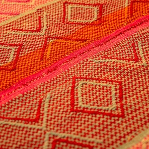 Handwoven Peruvian frazada: Vibrant sheep wool rug with traditional stripes - vintage textile gift