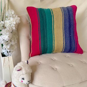 Unique Peruvian Handmade Pillow - Colorful Cushion Cover for Home Gift 19&quot; x 19&quot;