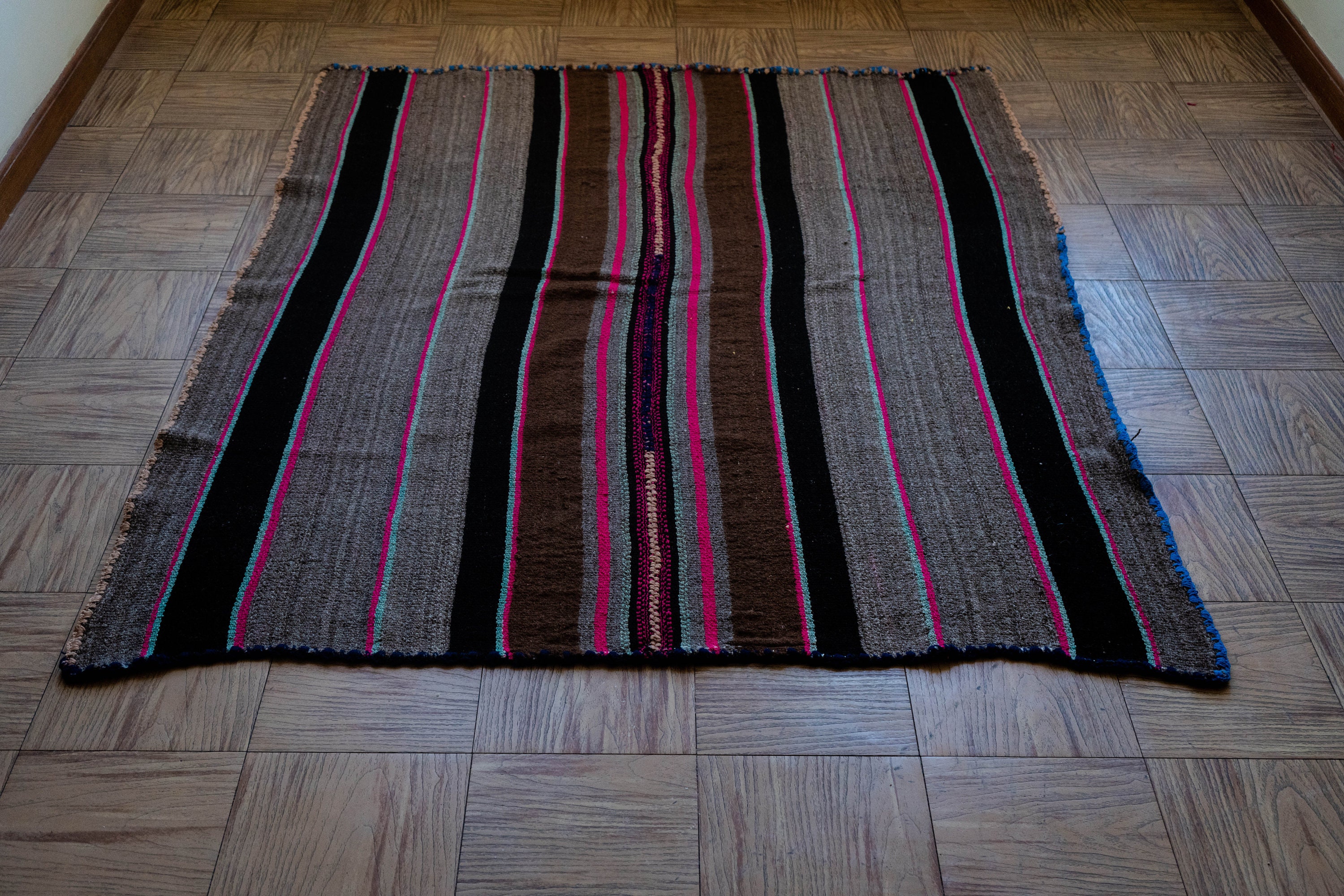 Beautiful Peruvian Blanket Stripes Wool Rug Sheep Wool Etsy UK
