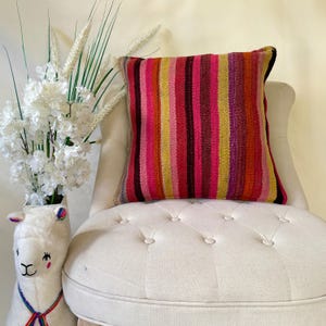 Unique Peruvian Handmade Pillow - Colorful Cushion Cover for Home Gift 19&quot; x 19&quot;