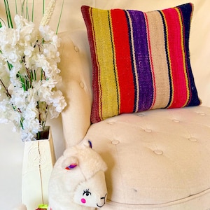 Boho Chic Peruvian Textile Cushion Cover - Handwoven Pillow for Home Decor 19&quot; x 19&quot;