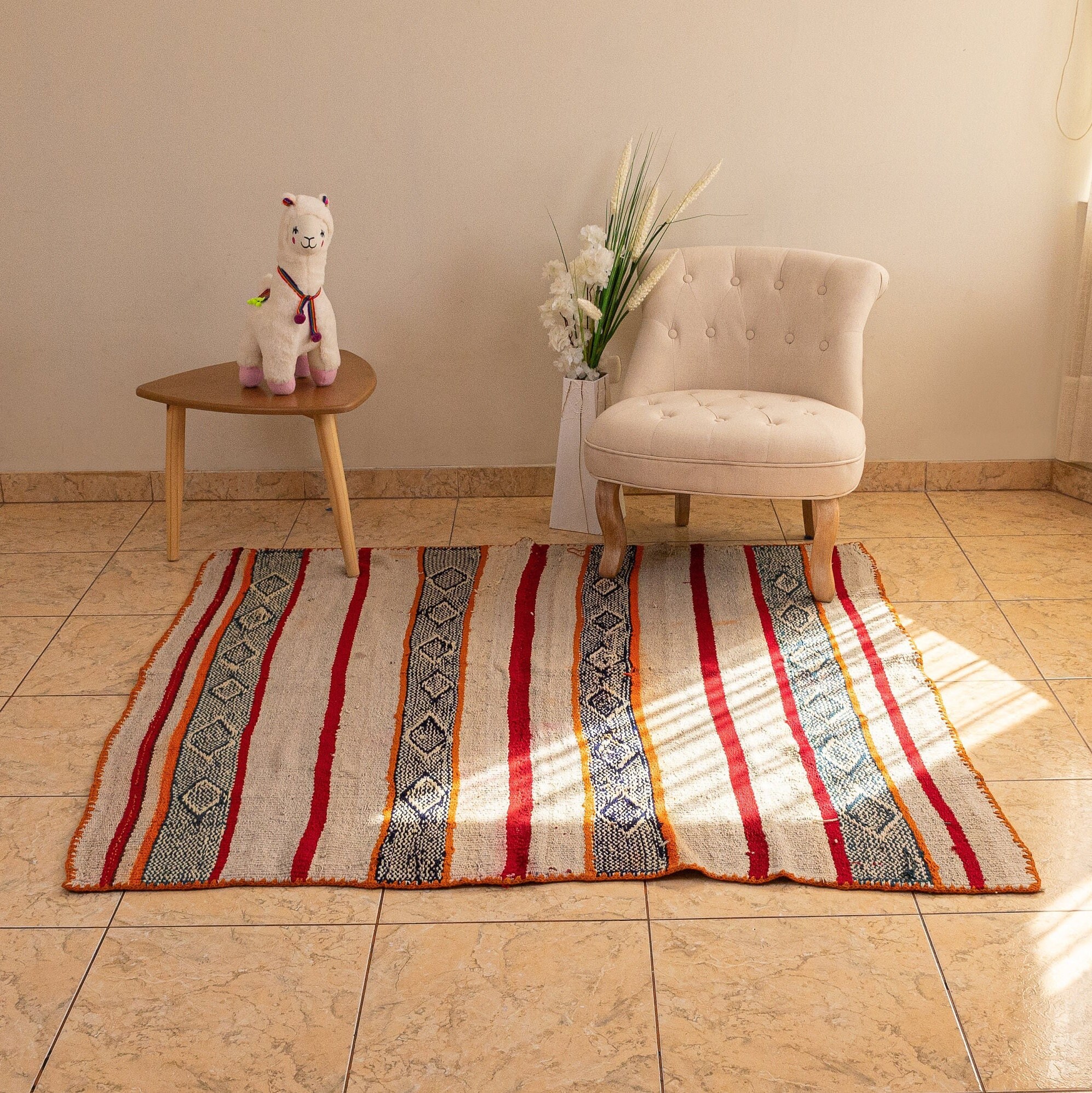 Awesome Peruvian Rug frazada Colorfull Blanket Tribals Wool Rug