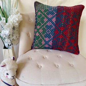 Unique Peruvian Handmade Pillow - Colorful Cushion Cover for Home Gift 19&quot; x 19&quot;