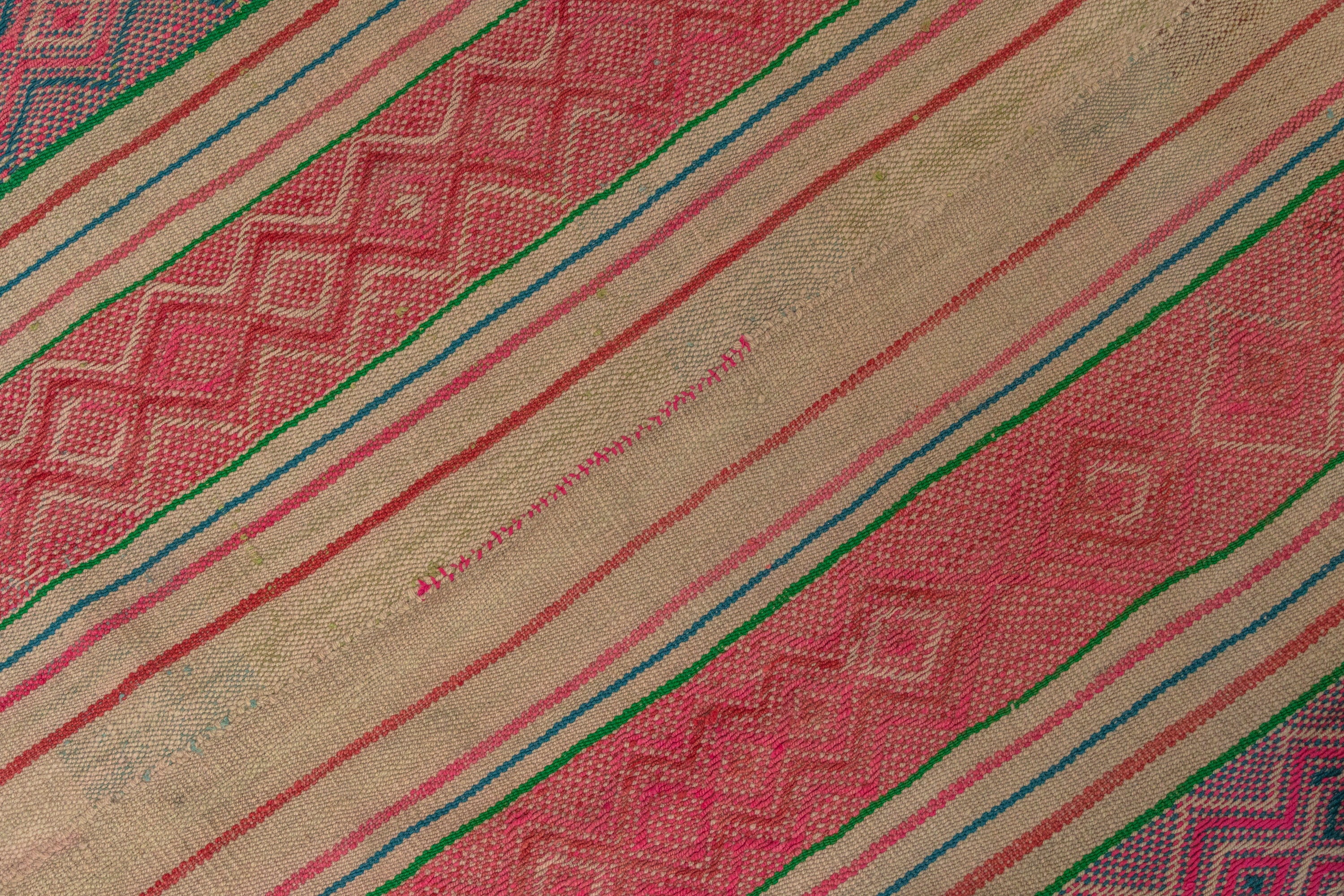 Handwoven Peruvian frazada: vibrant sheep wool rug with traditional stripes - vintage textile gift 4.76 ft x 4.72 ft - (2.3Kg)