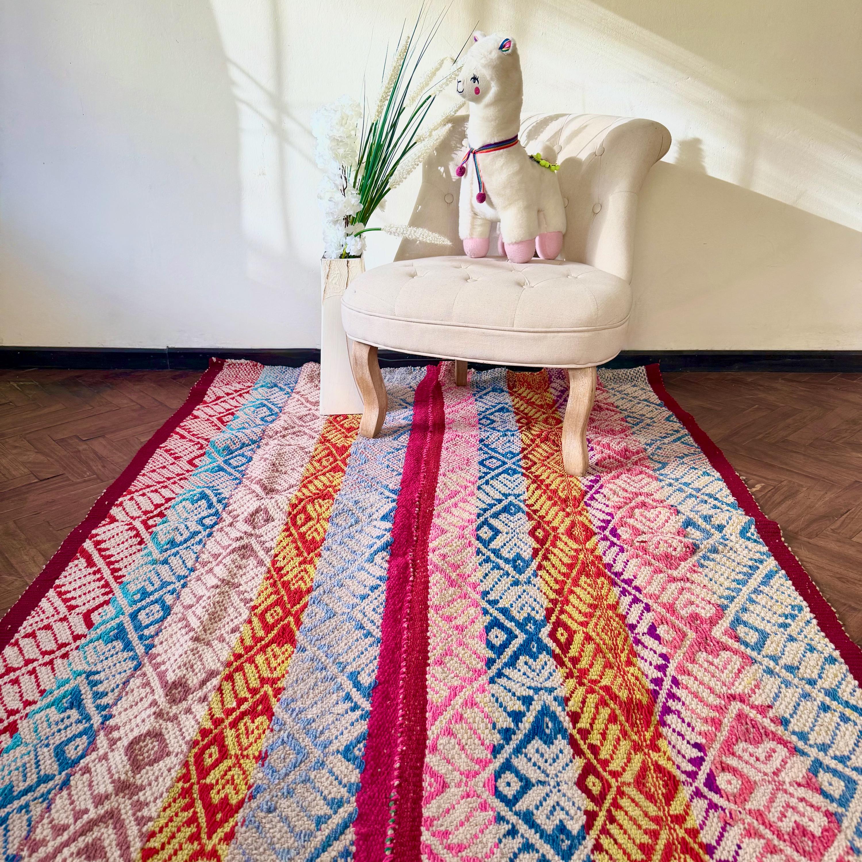 ペルー ラグ ブラケット 110×110ｃｍ ビンテージ ハンドメイド ペルー ラグ ブラケット 110×110cm ビンテージ ハンドメイド