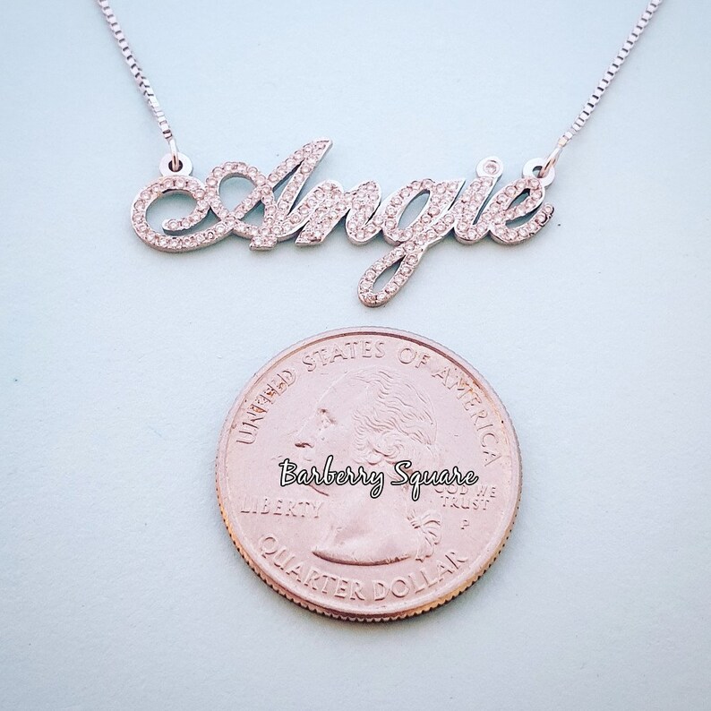 Diamond Name Necklace Angie Stylepave Name Etsy
