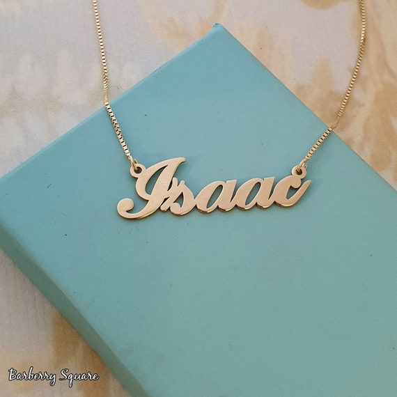 Solid Gold Name Necklace Isaac - Etsy 