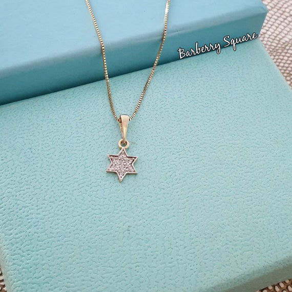 Tiny Star of David Necklace Diamond 
