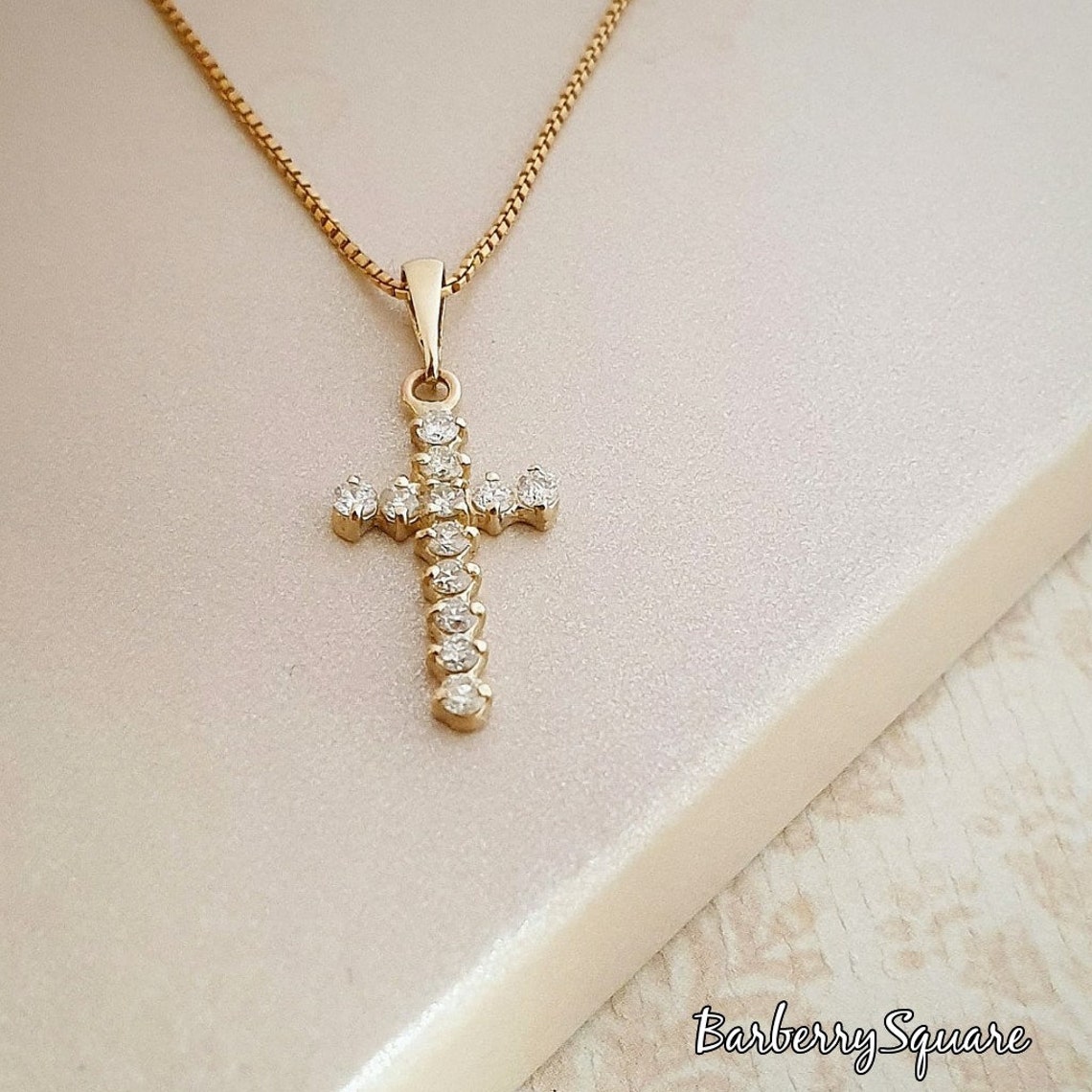 Gold Kreuz Kette Damen 14K Vergoldet - Layered Halskette Mit Zirkonia Für Glaube & Style